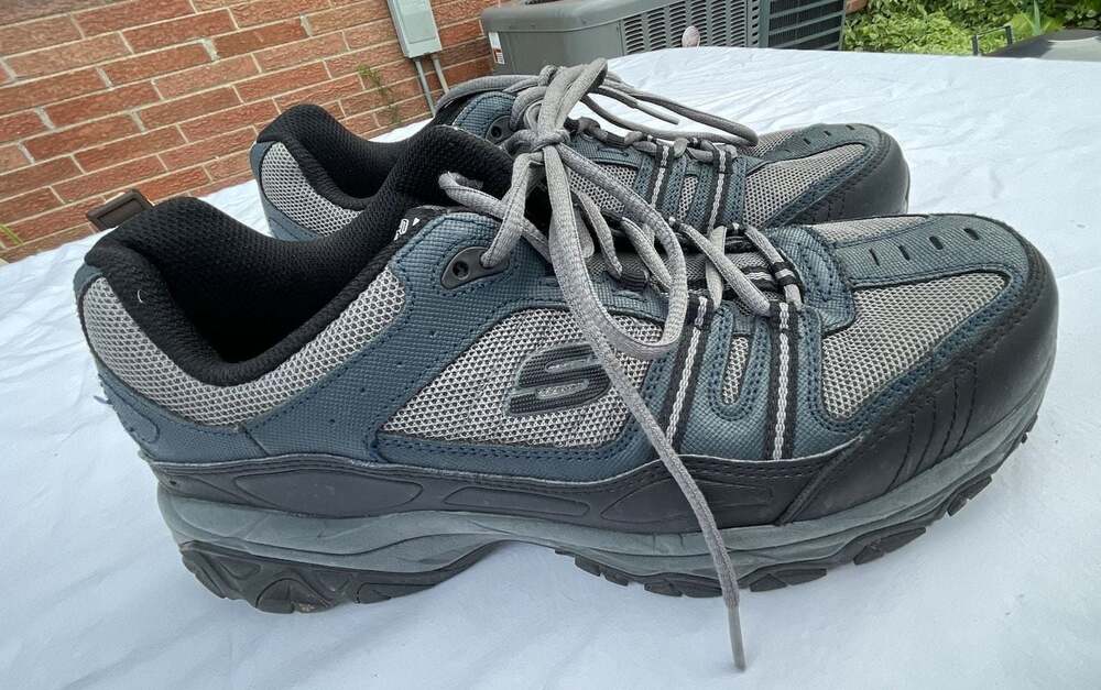 Skechers Men's After Burn Memory Fit Strike Off Lace-Up Sneakers, Navy/Gray